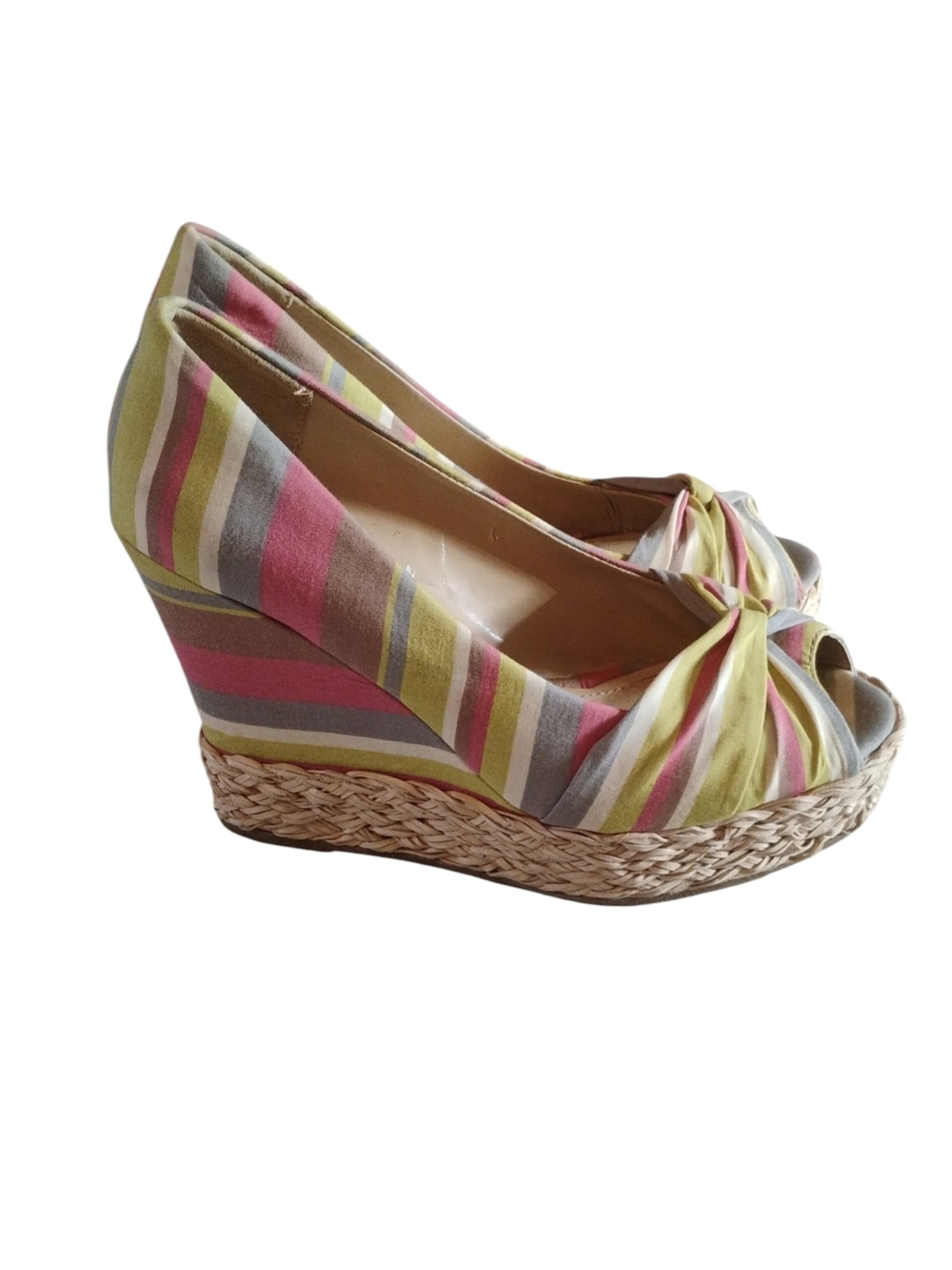 ANA Striped Peep-Toe Wedge Heels in Multi-Color SZ 9 M